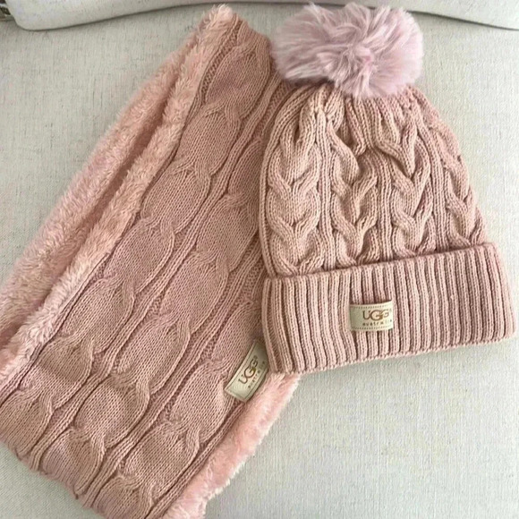Pink UGG hat and scarf